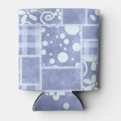 Crazy Quilt Blaues Gingham-Blumenmuster Dosenkühler (Vorderseite)