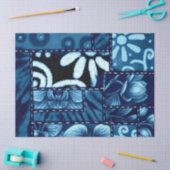 Crazy Quilt Blue Floral Muster Decoupage Seidenpapier (Basteln)