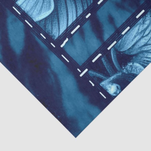 Crazy Quilt Blue Floral Muster Decoupage Seidenpapier (Detail)