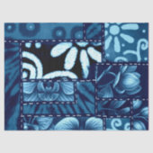 Crazy Quilt Blue Floral Muster Decoupage Seidenpapier (Vorderseite)