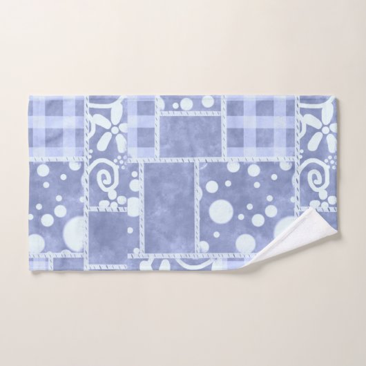 Crazy Quilt Blue Gingham Floral Pattern Badhandtuch Set (Handtuch)