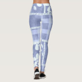 Crazy Quilt Blue Gingham Floral Pattern Leggings (Rückseite)