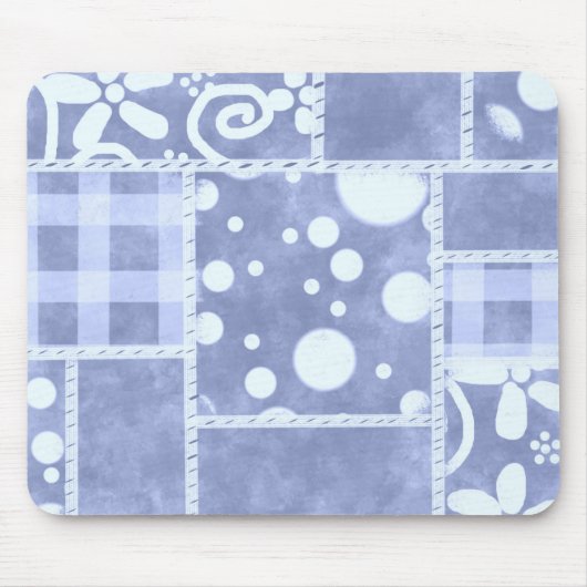 Crazy Quilt Blue Gingham Floral Pattern Mousepad (Vorne)
