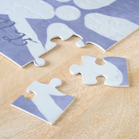 Crazy Quilt Blue Gingham Floral Pattern Puzzle (Seite)