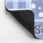 Crazy Quilt Blue Gingham Floral Personalized  Mousepad (Ecke)