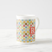 CRAZY QUILT Bone China Tasse + Text / Rot (Vorderseite Rechts)