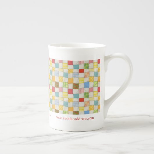 CRAZY QUILT Business-ID Knochen-China-Tasse Porzellantasse (Rechts)