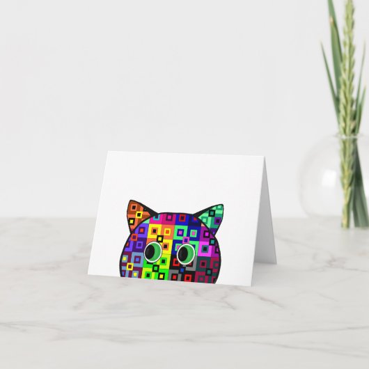 Crazy Quilt Cat Feiertagskarte (Vorderseite)