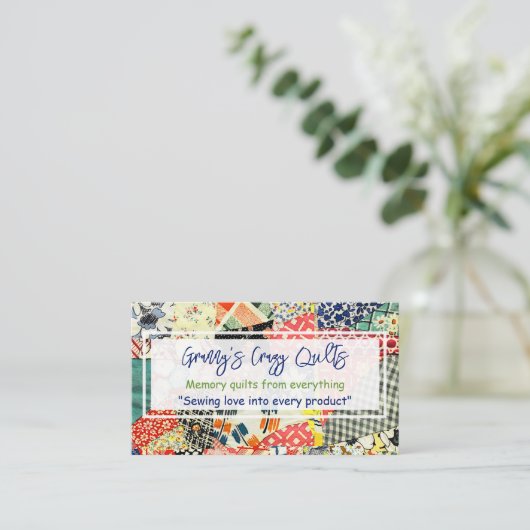Crazy Quilt Custom Visitenkarte (Stehend Vorderseite)