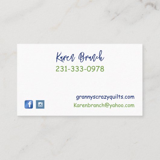 Crazy Quilt Custom Visitenkarte (Rückseite)
