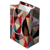 Crazy Quilt Design Mittlere Geschenktüte (Vorderseite Schrägansicht)