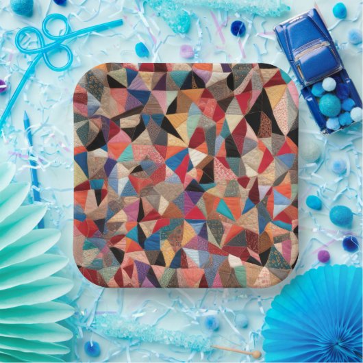 Crazy Quilt Design Pappteller (Party)