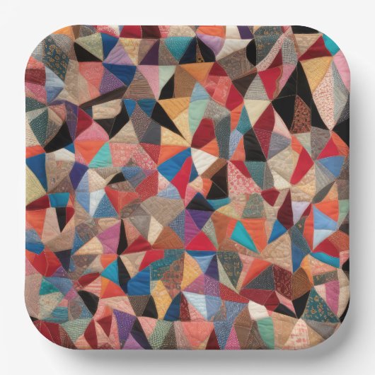 Crazy Quilt Design Pappteller (Vorderseite)
