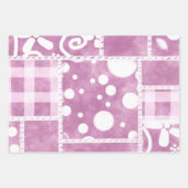 Crazy Quilt Gingham Blumenmuster Decoupage Geschenkpapier Set (Vorderseite 3)