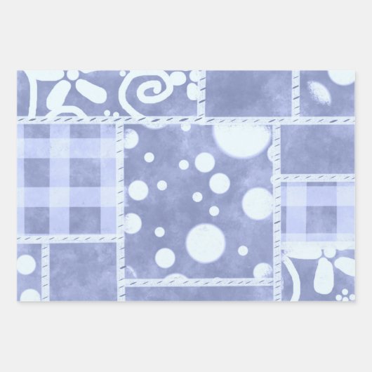Crazy Quilt Gingham Floral Pattern Decoupage Geschenkpapier Set (Vorderseite)