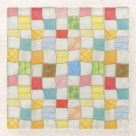 CRAZY QUILT Glass Getränke Coaster Glasuntersetzer (Vorderseite)