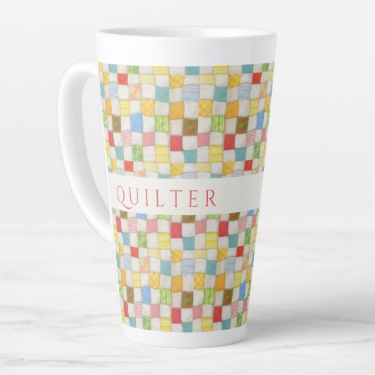 CRAZY QUILT groß Latte Tasse + Anfangs (Linke Ecke)