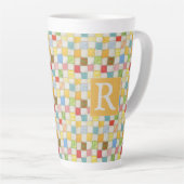 CRAZY QUILT groß Latte Tasse + Text / Gold (Rechte Ecke)