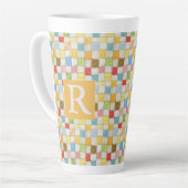 CRAZY QUILT groß Latte Tasse + Text / Gold (Linke Ecke)