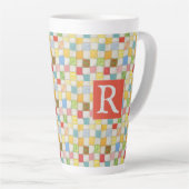 CRAZY QUILT groß Latte Tasse + Text / Rot (Rechte Ecke)