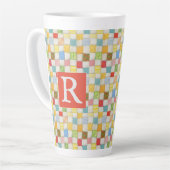 CRAZY QUILT groß Latte Tasse + Text / Rot (Linke Ecke)