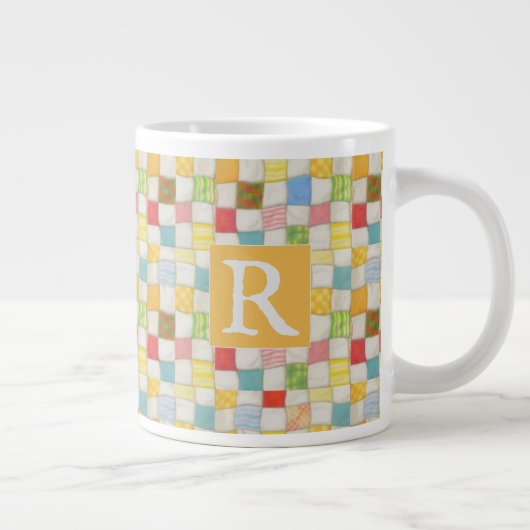 CRAZY QUILT Große Tasse + Text / Gold (Rechts)