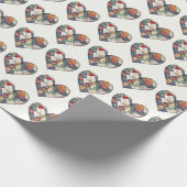 Crazy Quilt Herzdesign auf Weiß Geschenkpapier (Ecke)