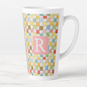 CRAZY QUILT Hoch Latte Tasse + Text / Pink