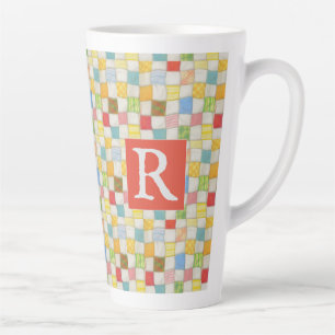 CRAZY QUILT Hoch Latte Tasse + Text / Rot