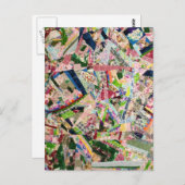 Crazy Quilt in den Frühlingsfarben Postkarte (Vorne/Hinten)