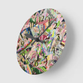 Crazy Quilt in den Frühlingsfarben Runde Wanduhr (Winkel)
