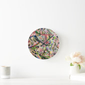 Crazy Quilt in den Frühlingsfarben Runde Wanduhr (Zuhause)