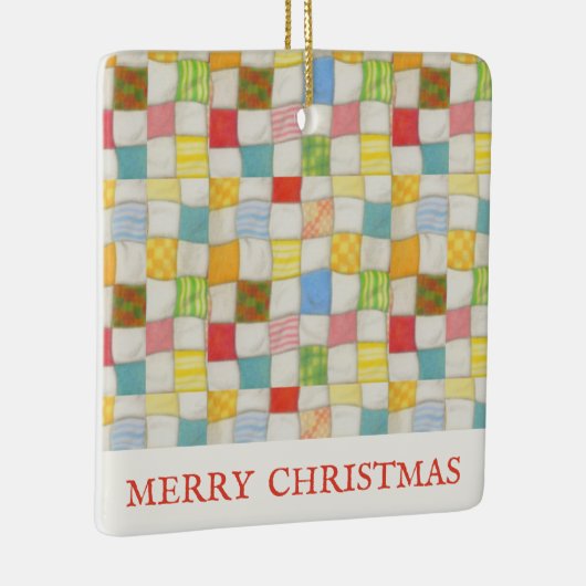 CRAZY QUILT Keramik Square Ornament + Text (Rechts)