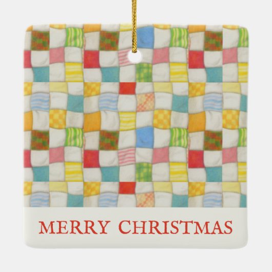 CRAZY QUILT Keramik Square Ornament + Text (Rückseite)