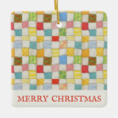CRAZY QUILT Keramik Square Ornament + Text (Vorderseite)