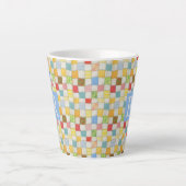 CRAZY QUILT Latte Tasse + Text / Blau (Vorderseite)