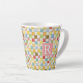 CRAZY QUILT Latte Tasse + Text / Rosa (Rechte Ecke)