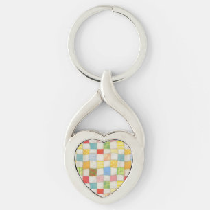 CRAZY QUILT Metal Heart Keychain Schlüsselanhänger