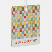 CRAZY QUILT Metal Square Ornament + Text (Vorderseite Rechts)
