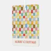 CRAZY QUILT Metal Square Ornament + Text (Vorderseite links)