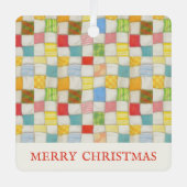 CRAZY QUILT Metal Square Ornament + Text (Vorderseite)