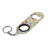 CRAZY QUILT Mini Flaschenöffner mit Schlüsselanhän (Vorderseite Schrägansicht)