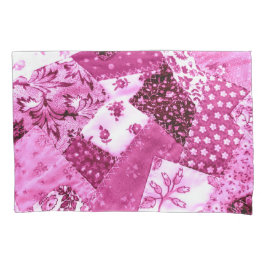 Crazy Quilt Muster Pink Weiße Blumenmuster Muster Kissenbezug