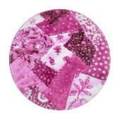 Crazy Quilt Muster Pink Weiße Blumenmuster Muster Schneidebrett (Vorderseite)
