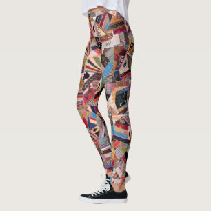 Crazy Quilt Patchwork-Look Leggings