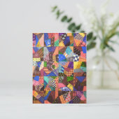 Crazy Quilt Patchwork Quilt Abstract Art Geometric Postkarte (Stehend Vorderseite)