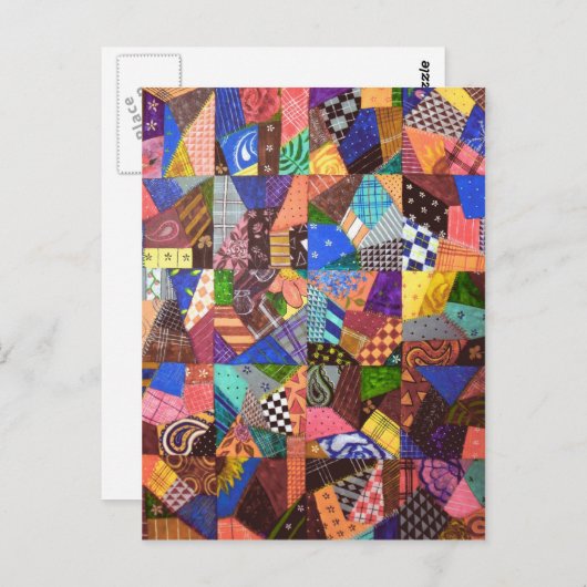 Crazy Quilt Patchwork Quilt Abstract Art Geometric Postkarte (Vorne/Hinten)