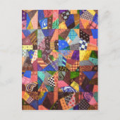Crazy Quilt Patchwork Quilt Abstract Art Geometric Postkarte (Vorderseite)