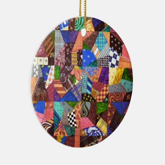 Crazy Quilt Patchwork Quilt Abstrakt Art Geometric Keramik Ornament (Rechts)