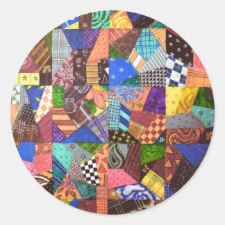 Crazy Quilt Patchwork Quilt Abstrakt Art Geometric Runder Aufkleber